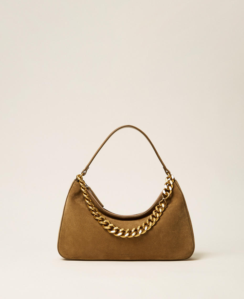Liliane medium suede bag Olive Drab Woman 999TB7015_13802_01