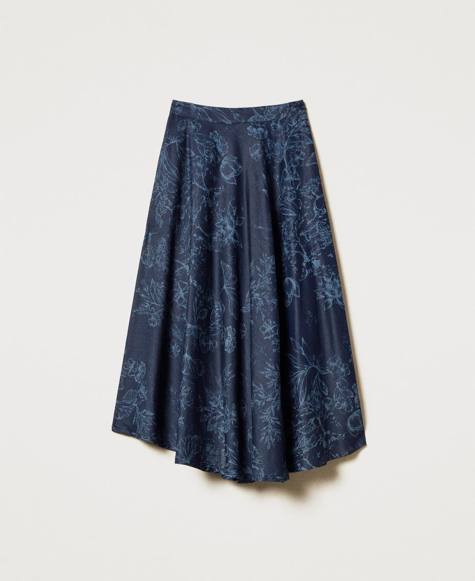 MYFO Maxirock aus Jeans mit Blumenmotiv Denim Toile De Jouy Frau 251AQ2114_12433_S0