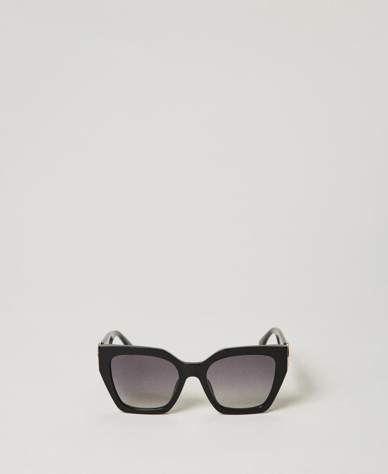 Oversized square sunglasses Shiny Black Woman 999TZ5059_11240_01