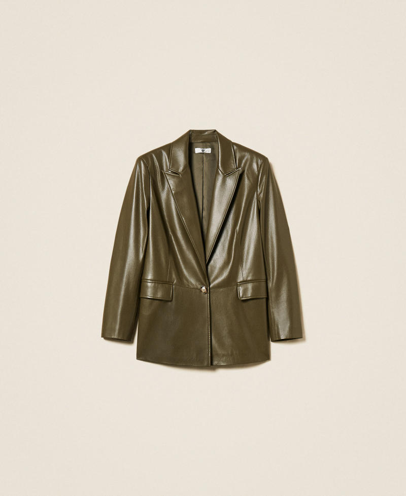 Blazer effet cuir Vert « Green Olive » Femme 252LI2EAA_12655_S0