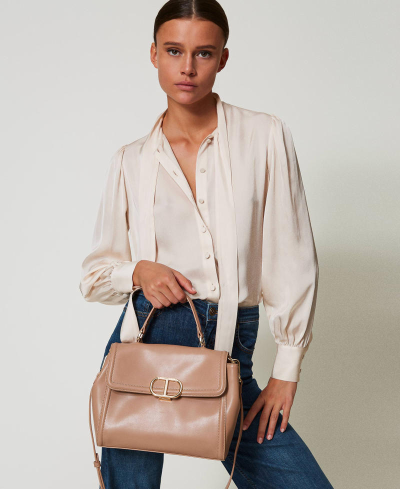 'Brera' top handle bag with Oval T fastener Chocolate Malt Woman 242TD8292_11943_S0