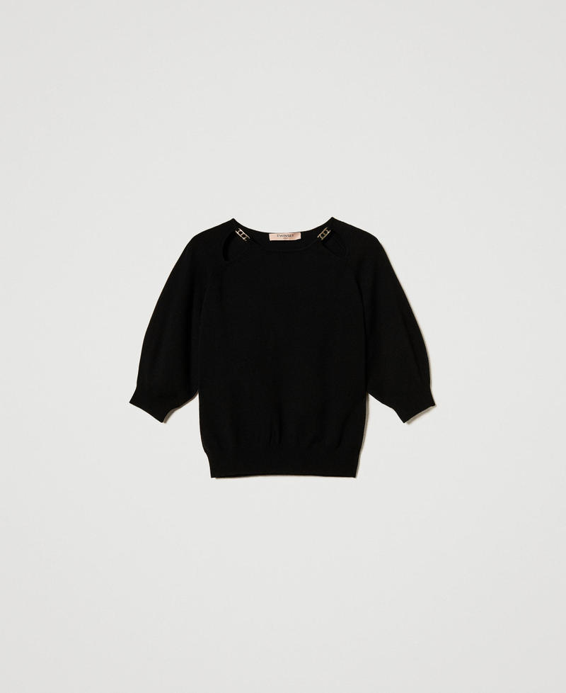 Pullover mit Cut-outs und Oval T Schwarz Frau 251TP3490_00006_S0