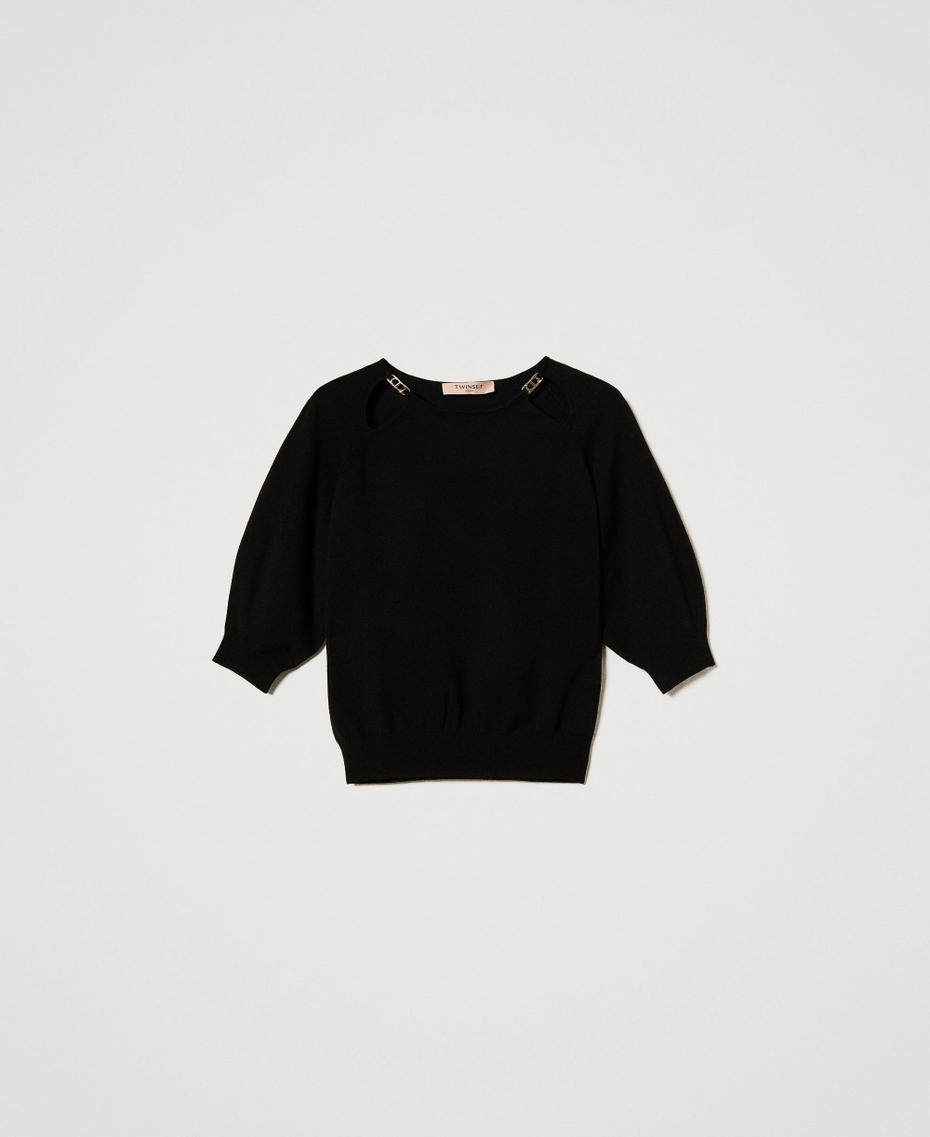 Pullover mit Cut-outs und Oval T Schwarz Frau 251TP3490_00006_S0