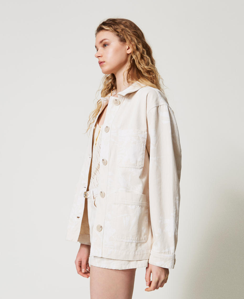 Floral bull jacket Snow/Parchment Floral Print Woman 251TT2200_12493_03