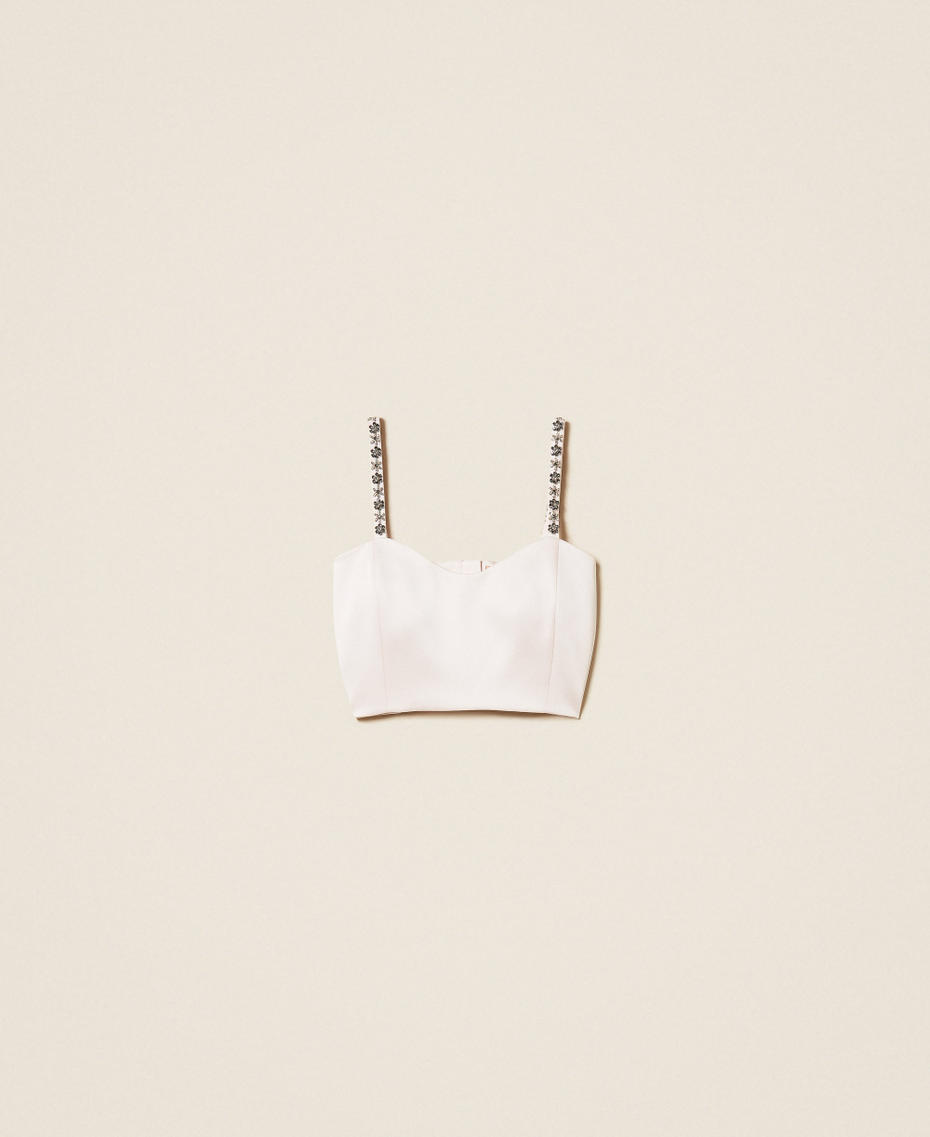 Cropped-Top aus Duchesse mit Stickerei Sandrosa Frau 261TP2413_00570_S0