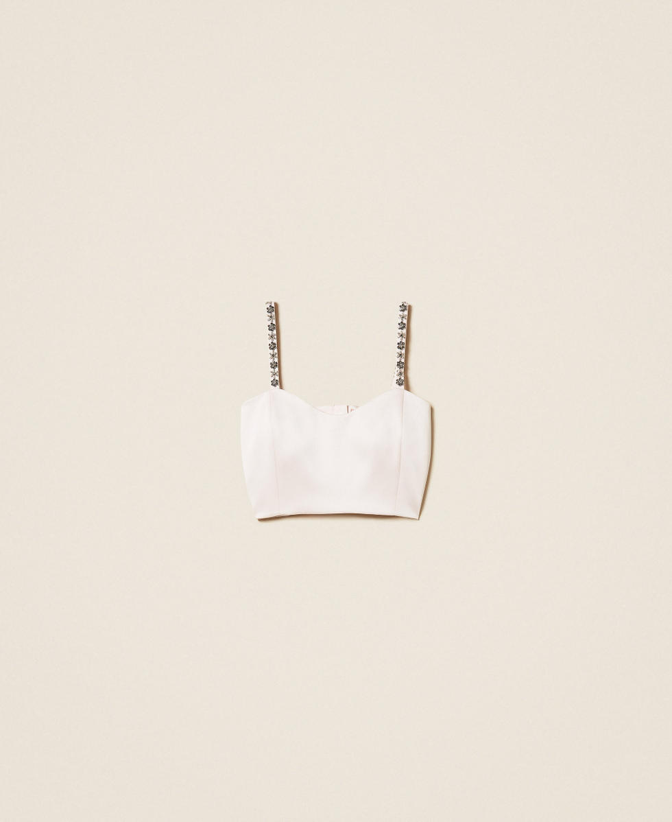 Duchesse cropped top with embroidery