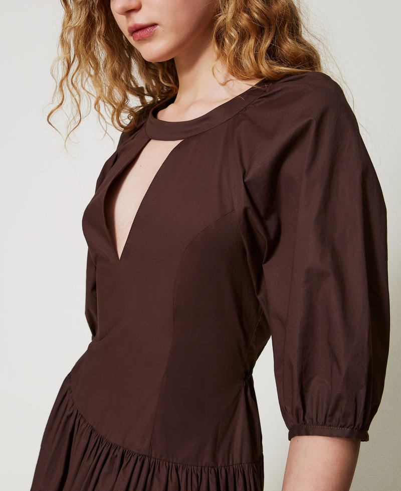 Midi dress in poplin Coffee Woman 251TT2020_00203_04