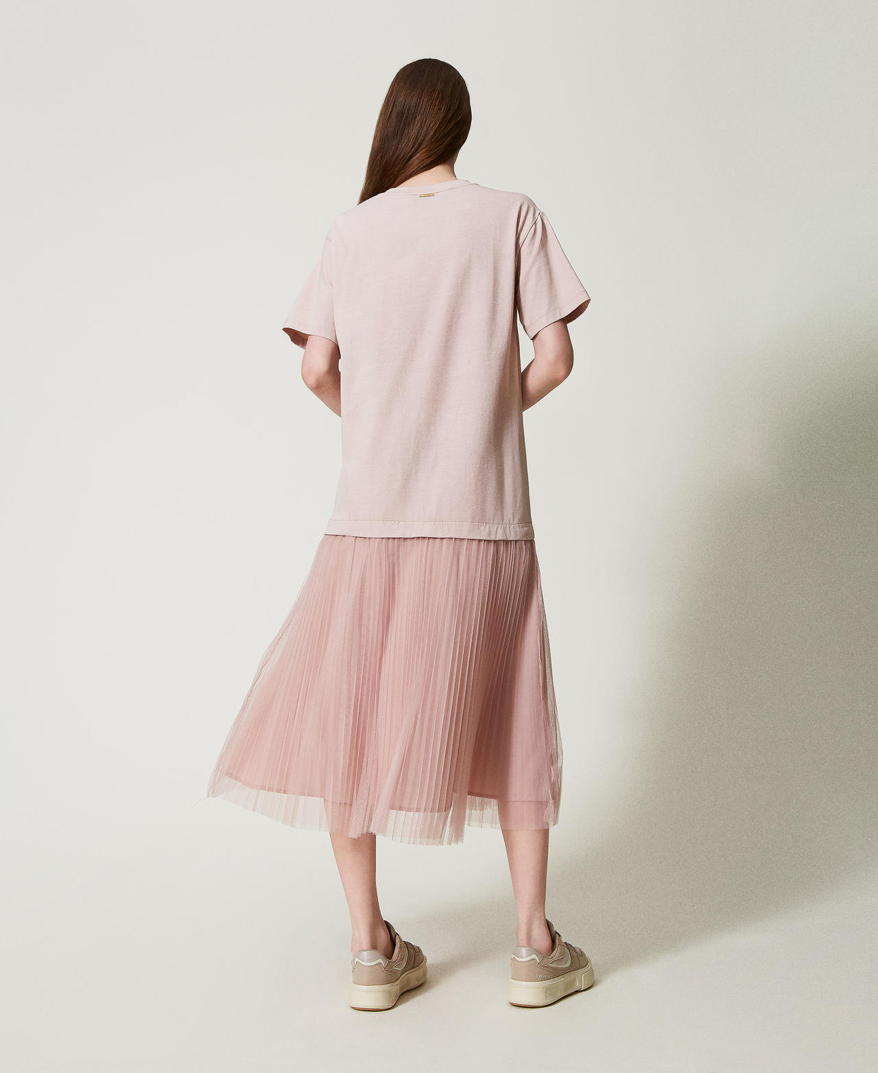 Long dress with tulle skirt Rose Desert Woman 251LL23CC_12109_03