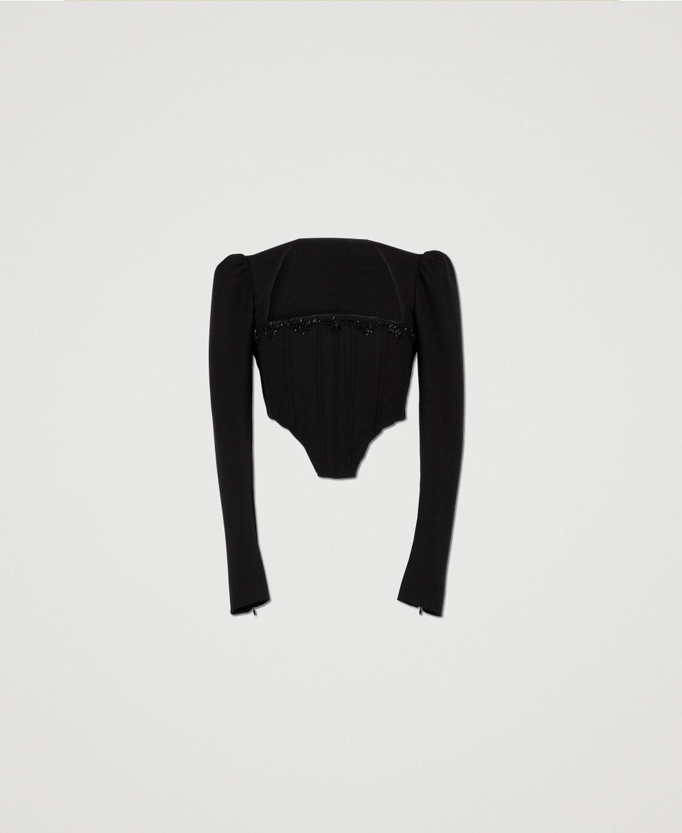 Bustier top with embroidery