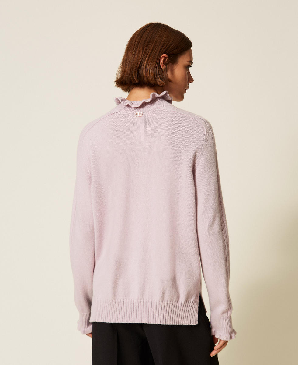 Wool blend jumper with ruffles “Pink Lavender” Woman 252TT3350_03727_03