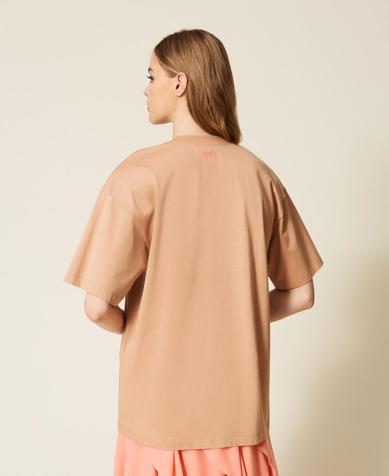 MYFO oversize T-shirt with print and embroidery Dachshund Nude Beige Woman 261AQ2010_13570_03