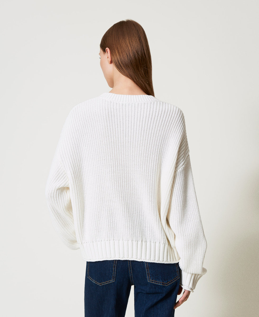 Pull avec Oval T et broderie Nacre Femme 251TP3600_00059_03