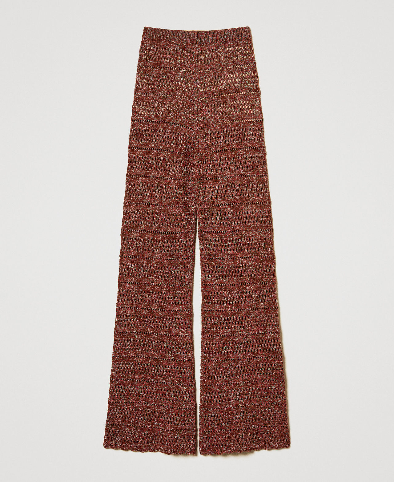Lurex knit palazzo trousers Amber Brown Lurex Woman 251TT3196_12450_0S