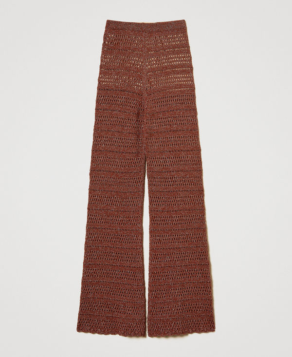 Pantaloni a palazzo in maglia con lurex