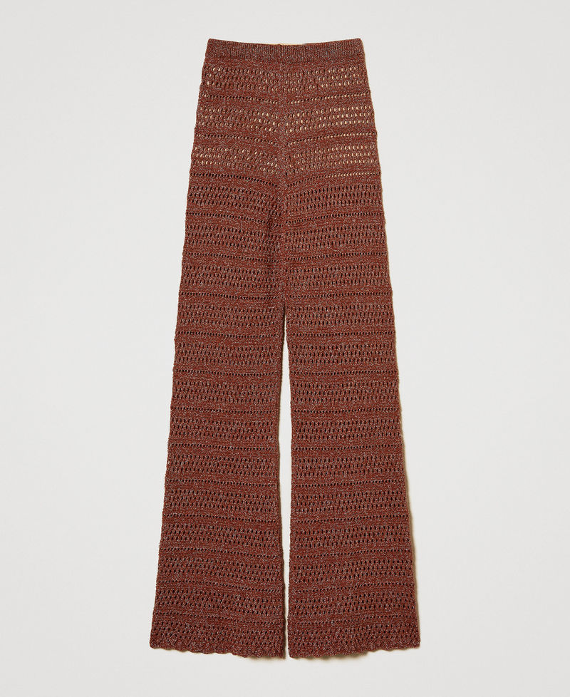 Lurex knit palazzo trousers Amber Brown Lurex Woman 251TT3196_12450_0S