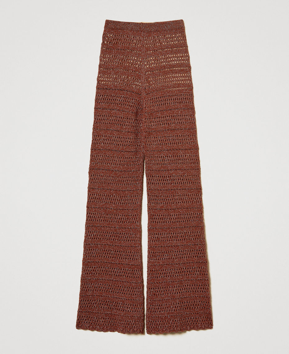 Lurex knit palazzo trousers Amber Brown Lurex Woman 251TT3196_12450_S0