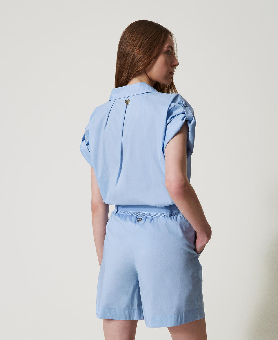 Poplin Bermuda shorts with belt Light Blue Topaz Woman 251LM2KHH_12106_03