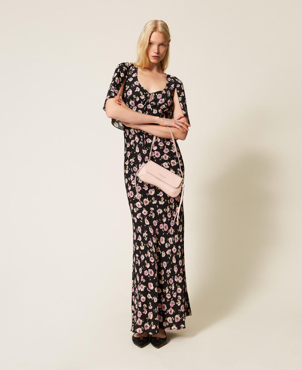 Robe longue avec imprim&eacute; floral Imprim&eacute; Fleur Noir/Rose Femme 261TP210A_13409_01
