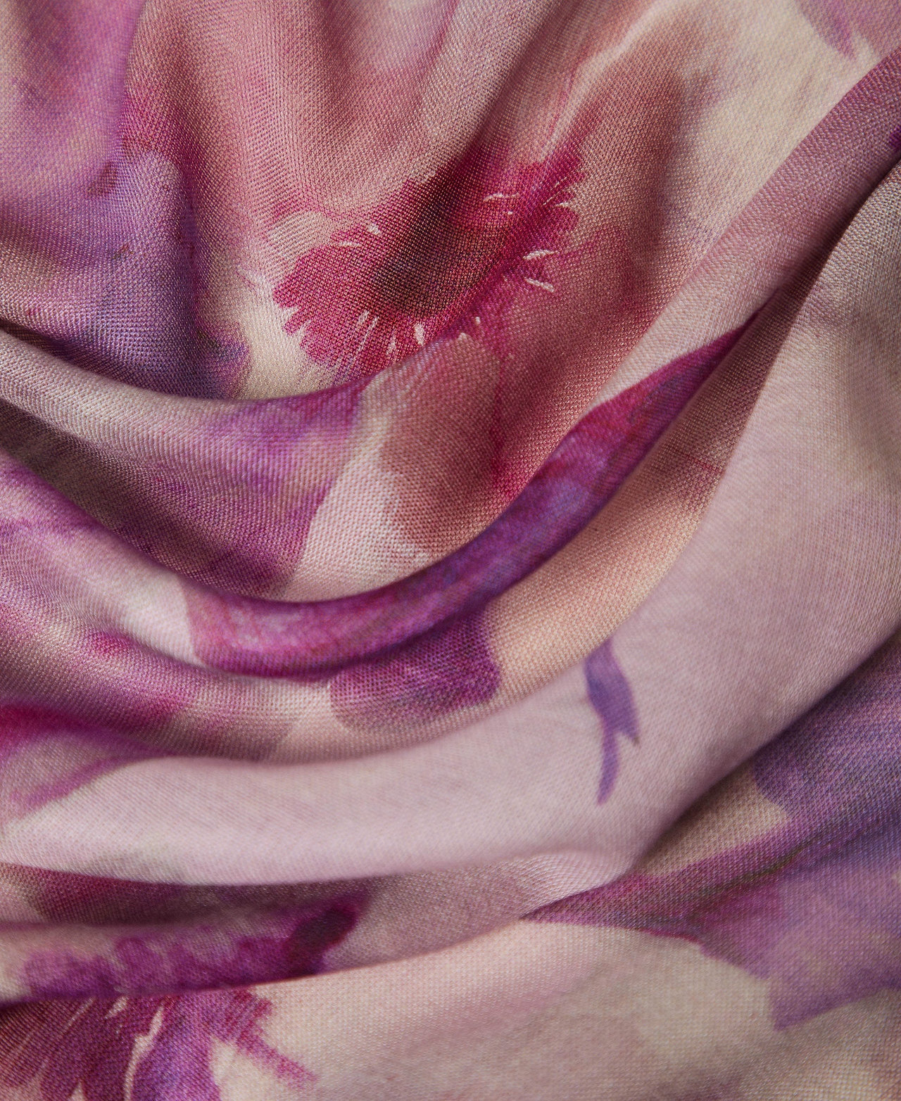 Floral stole with logo Dusty Magenta Red Flower Print Woman 261TA4450_13407_02