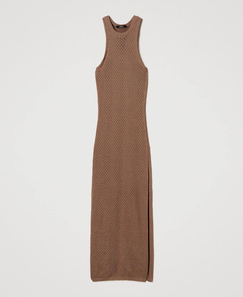 Fitted long knitted dress Dark Juta Woman 251AP3181_12116_S0
