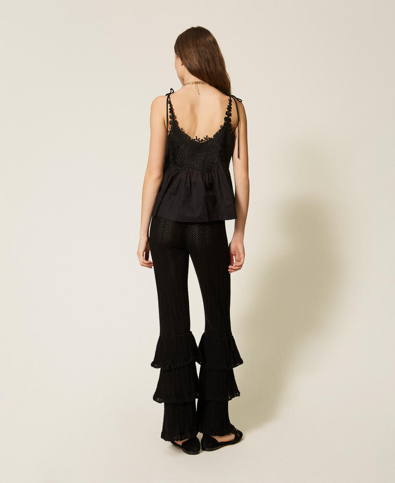 Knit trousers with ruffles Black Woman 261TT3054_00006_03