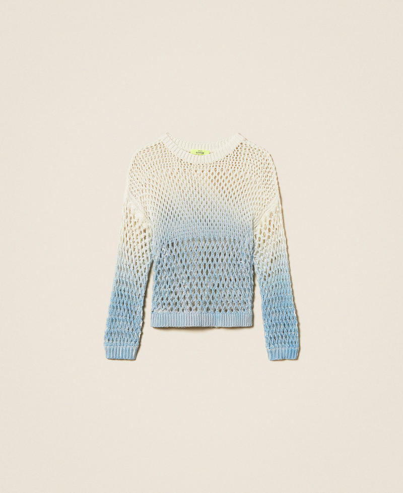 MYFO Netzpullover mit Farbverlauf-Print Zweifarbig Schneewei&szlig;/Placid Blau Frau 261AQ3030_13596_S0