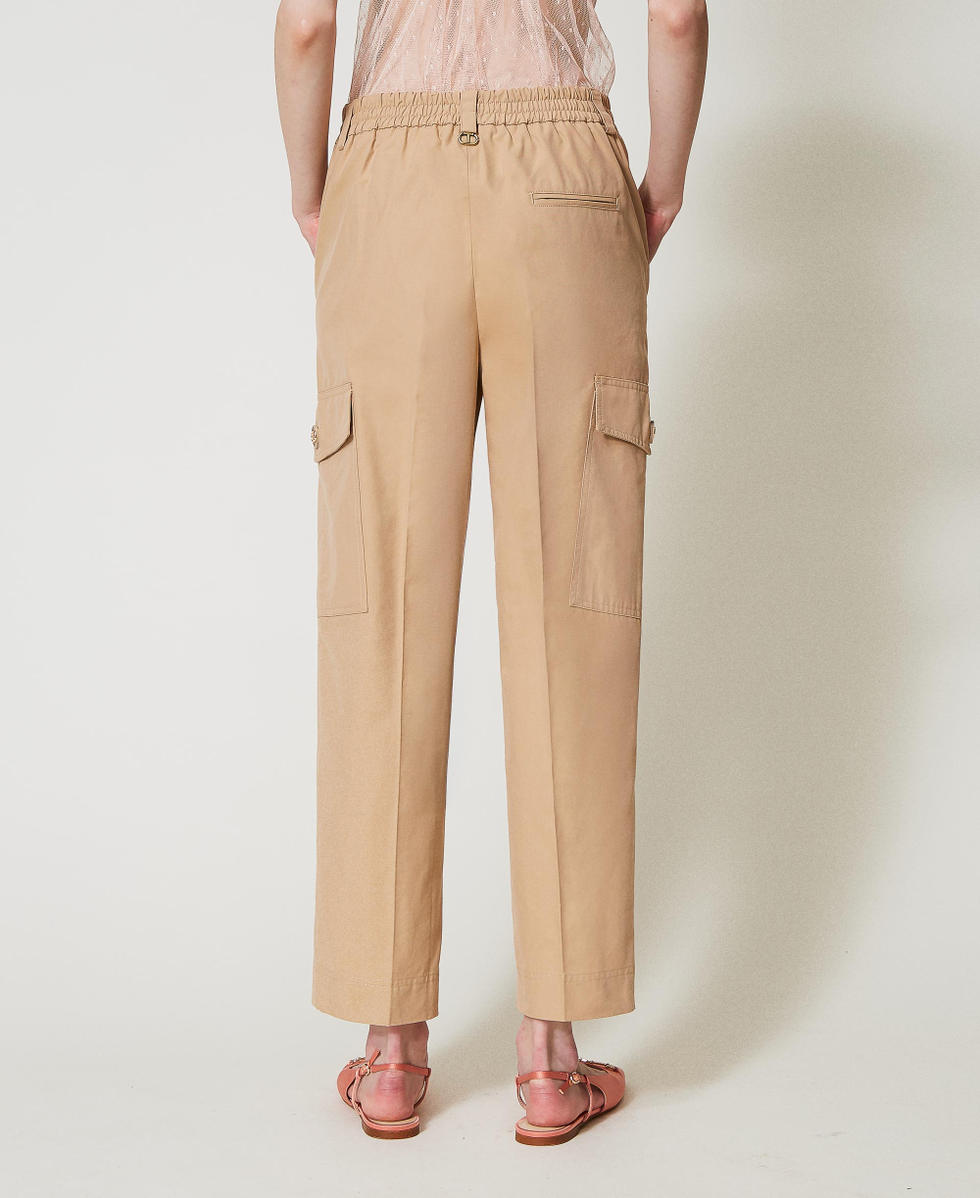 Pantalon cargo en gabardine de coton m&eacute;lang&eacute; Beige &laquo;&nbsp;Rope&nbsp;&raquo; Femme 251TP2212_12145_03