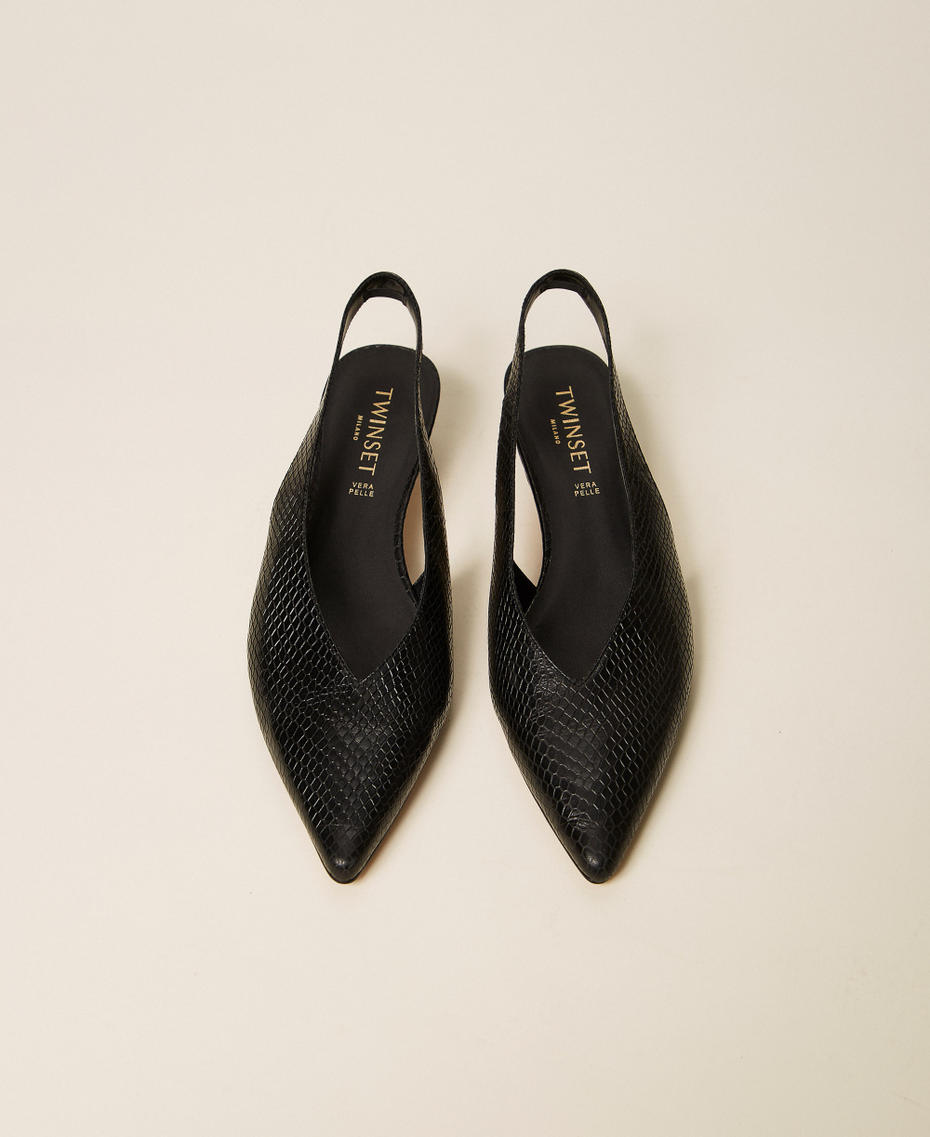 Slingback-Pumps aus Leder Pythonprint Schwarz Frau 262TCP150_13697_04