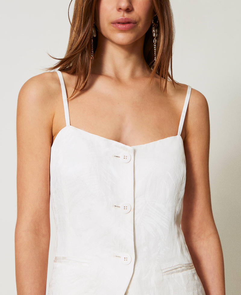 Fitted jacquard satin top White Snow Woman 251TT2174_00282_04