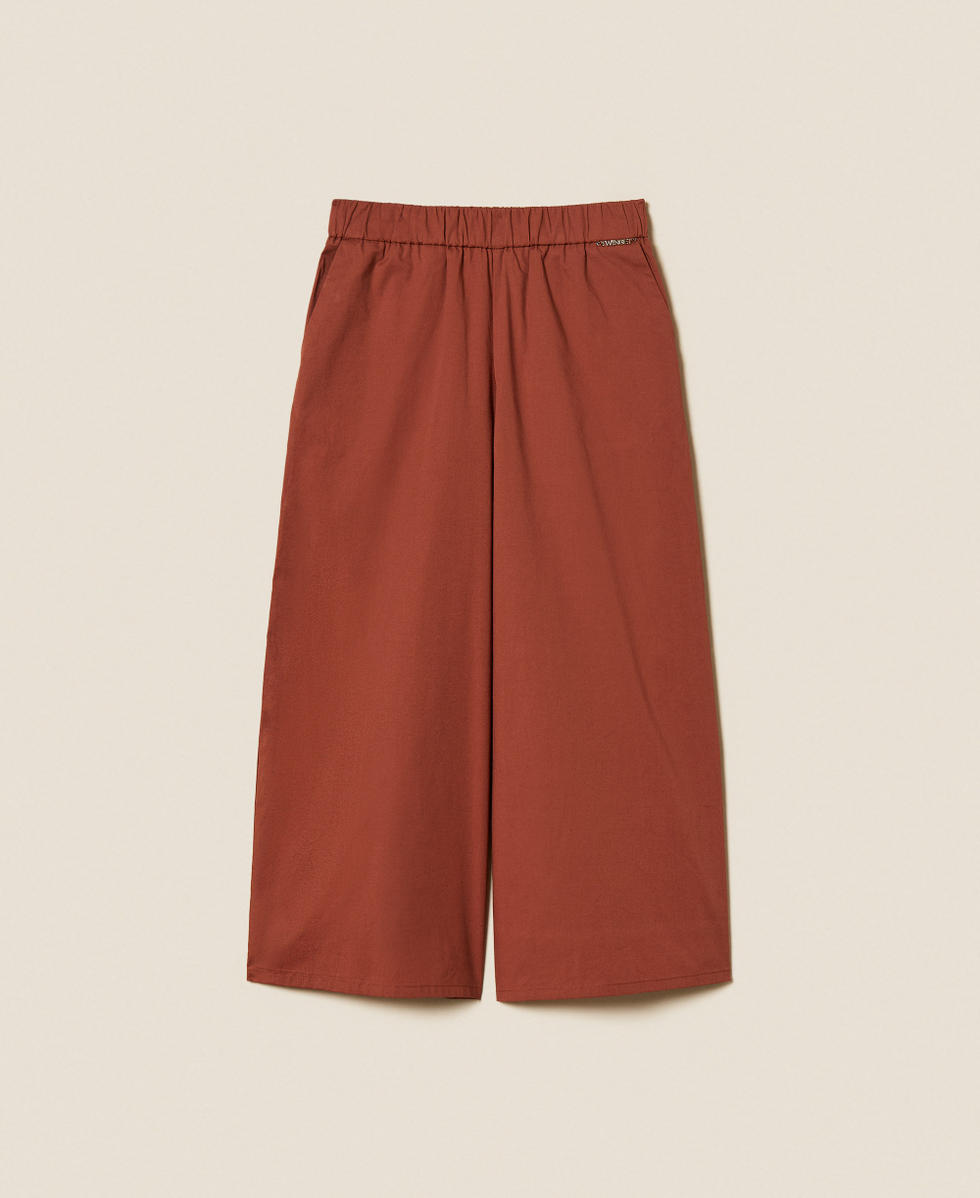 Pantaloni cropped in popeline