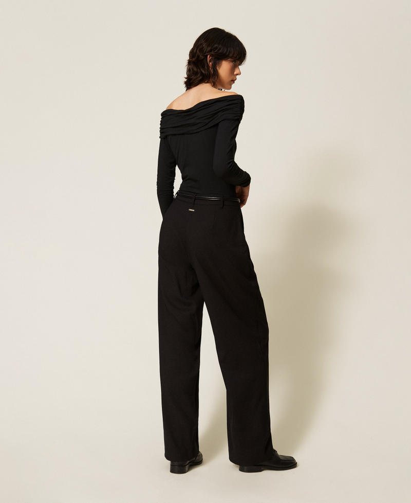 Combinaison avec drap&eacute; et ceinture Noir Femme 262LI2WEE_00006_04
