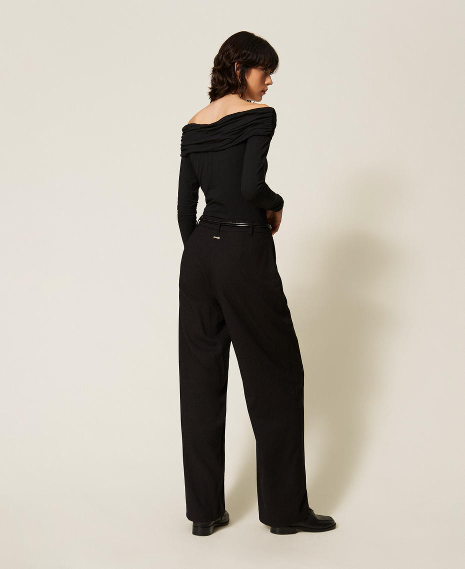 Combinaison avec drap&eacute; et ceinture Noir Femme 262LI2WEE_00006_04