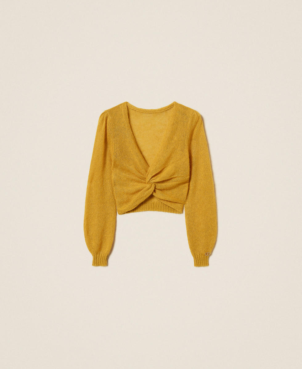  Mohair blend knit shrug Mustard Yellow Woman 252TP3525_12607_S0