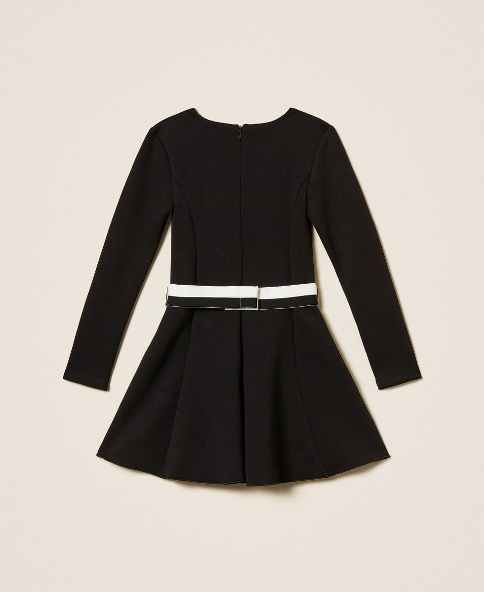 Robe courte en scuba avec ceinture Noir Fille 252GJ205B_00006_S1