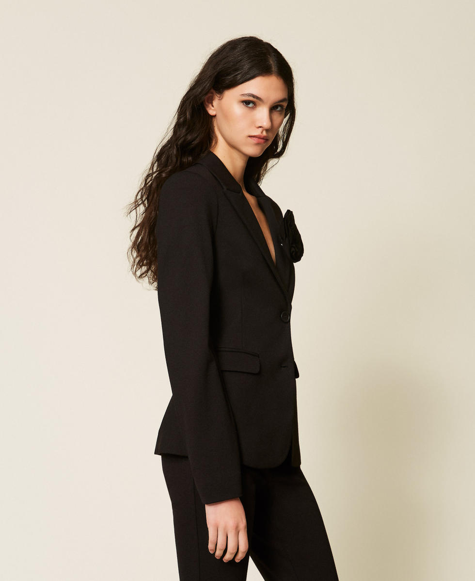Blazer avec broche florale Noir Femme 261AP2147_00006_02