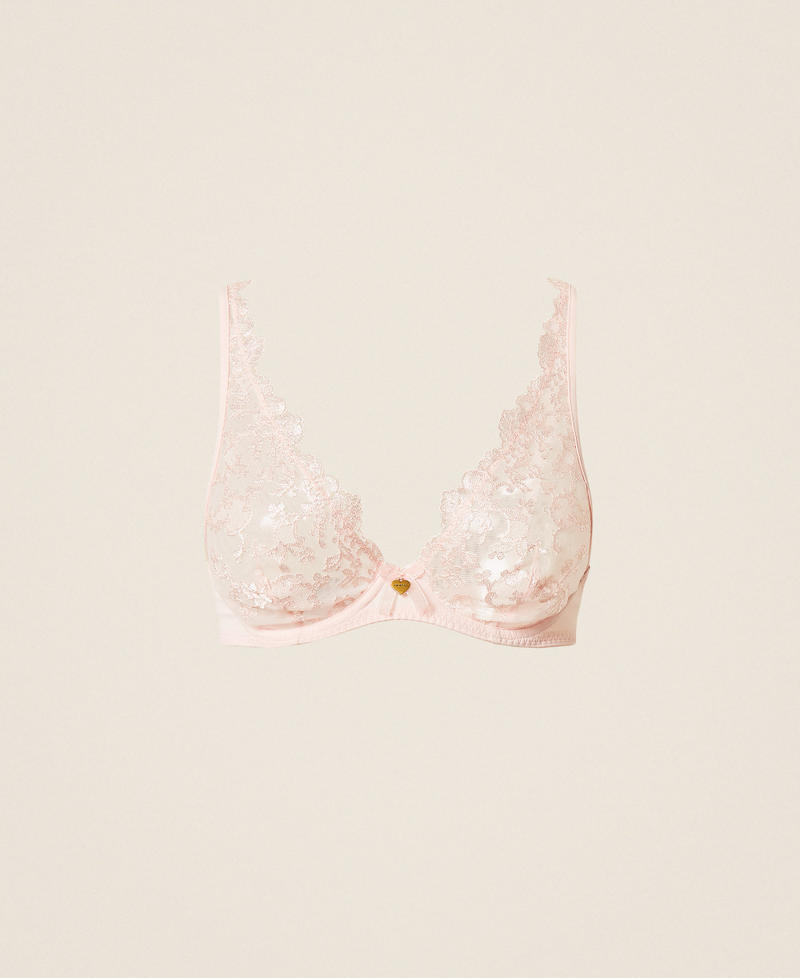 Embroidered tulle underwired bra Veiled Pink Woman 261LL6C55_00680_S0