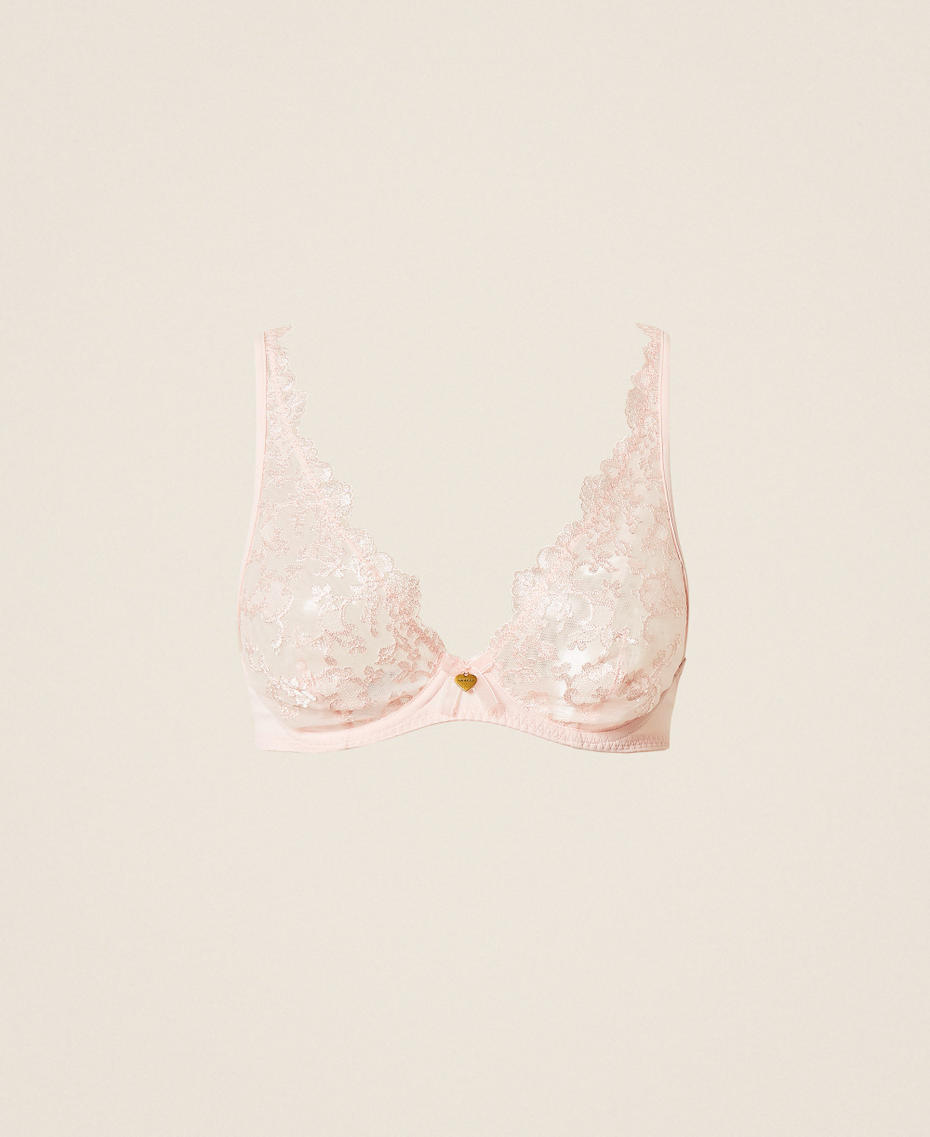 Embroidered tulle underwired bra Veiled Pink Woman 261LL6C55_00680_S0