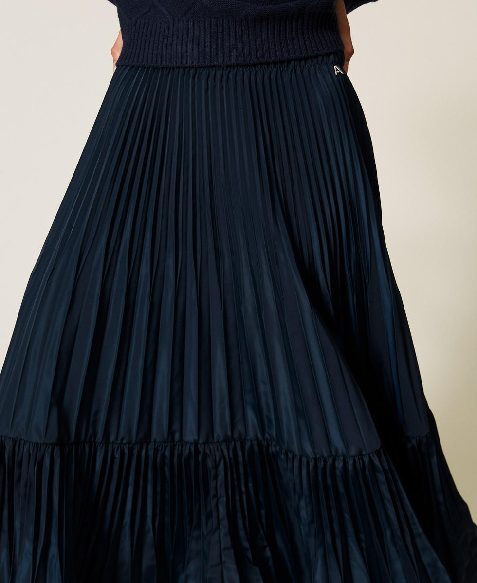 Long pleated taffeta skirt Blue Paint Woman 262AP2201_13182_04