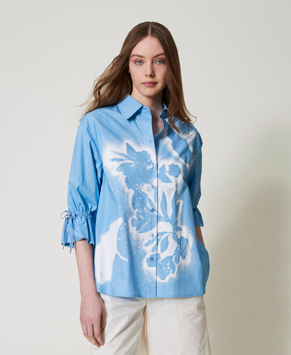 Camisa de flores MYFO con cord&oacute;n Azul Intenso Mujer 251AQ2012_10583_02