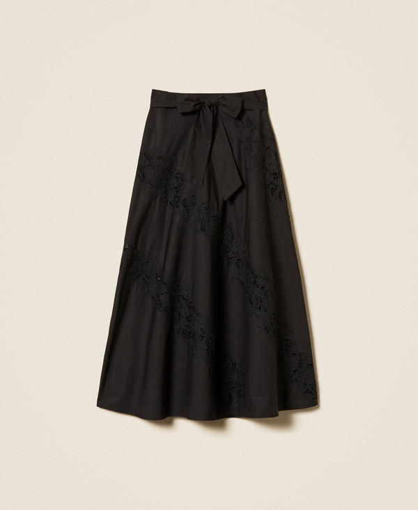 Gonna lunga in popeline e sangallo