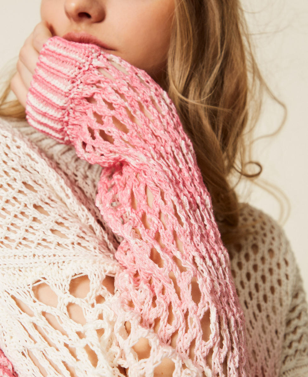 MYFO openwork jumper with gradual print Two-tone Snow White/Aurora Pink Woman 261AQ3030_13601_04
