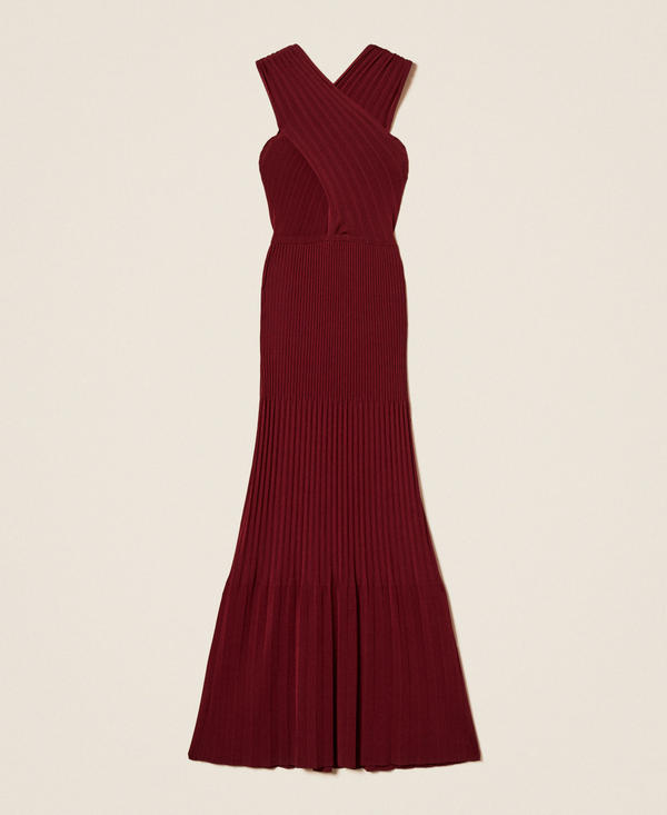 Long crossover knit dress
