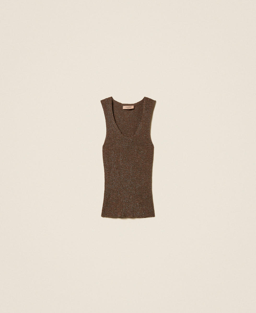 Linen knit top with lurex