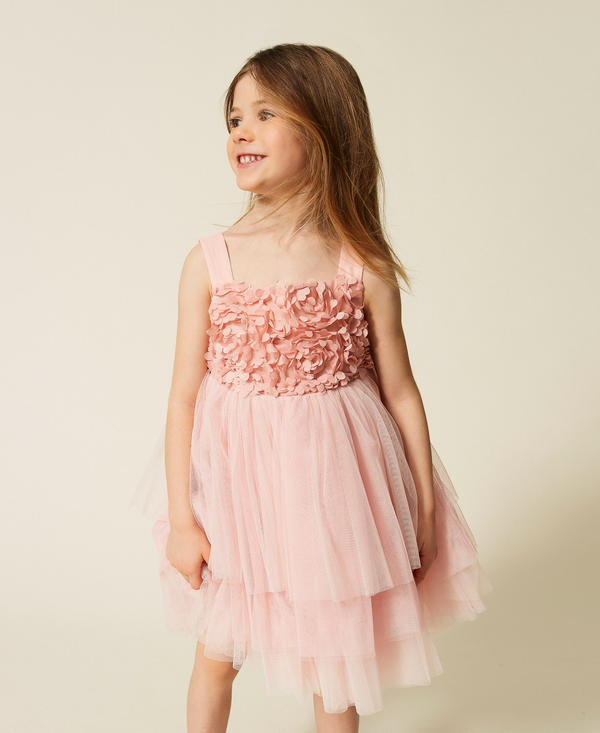 Girls' flounced tulle short dress