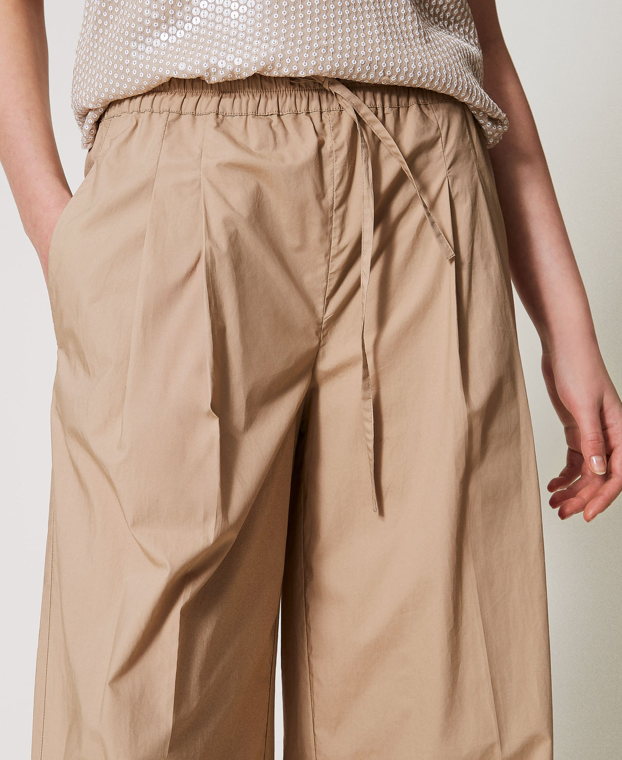 Poplin palazzo trousers Rope Beige Woman 251TT2120_12145_04