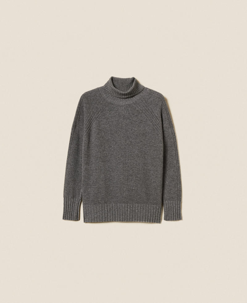 Cashmere blend turtleneck jumper with lurex Mid Grey Melange/Silver Lurex Woman 252TP3582_12800_S0