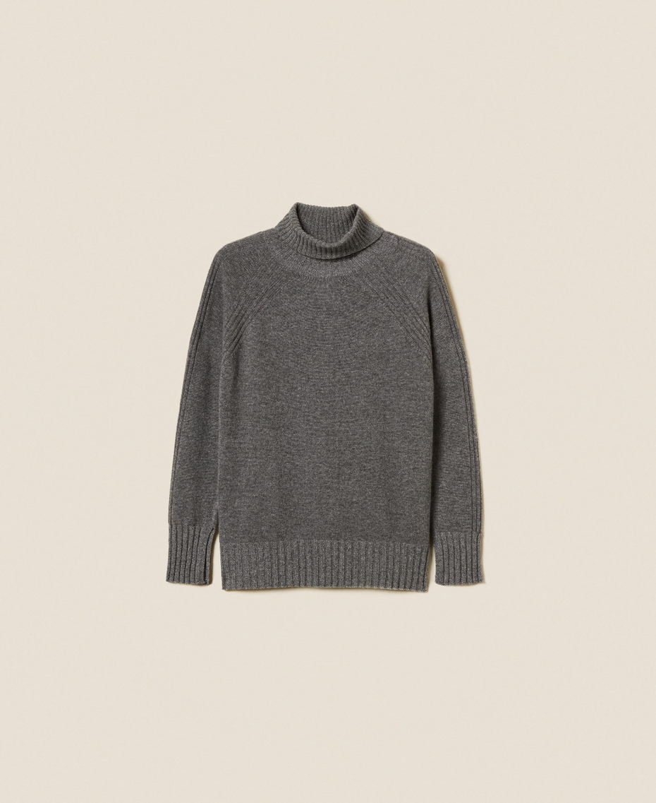 Cashmere blend turtleneck jumper with lurex Mid Grey Melange/Silver Lurex Woman 252TP3582_12800_S0