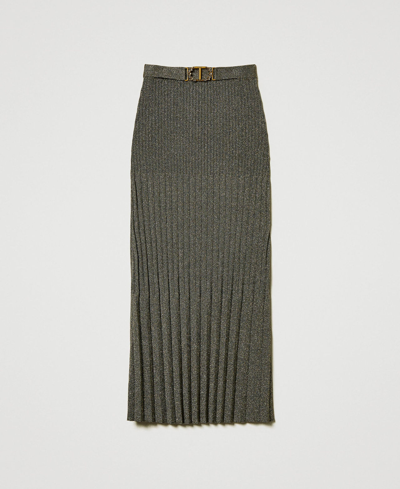 Knit midi skirt with lurex