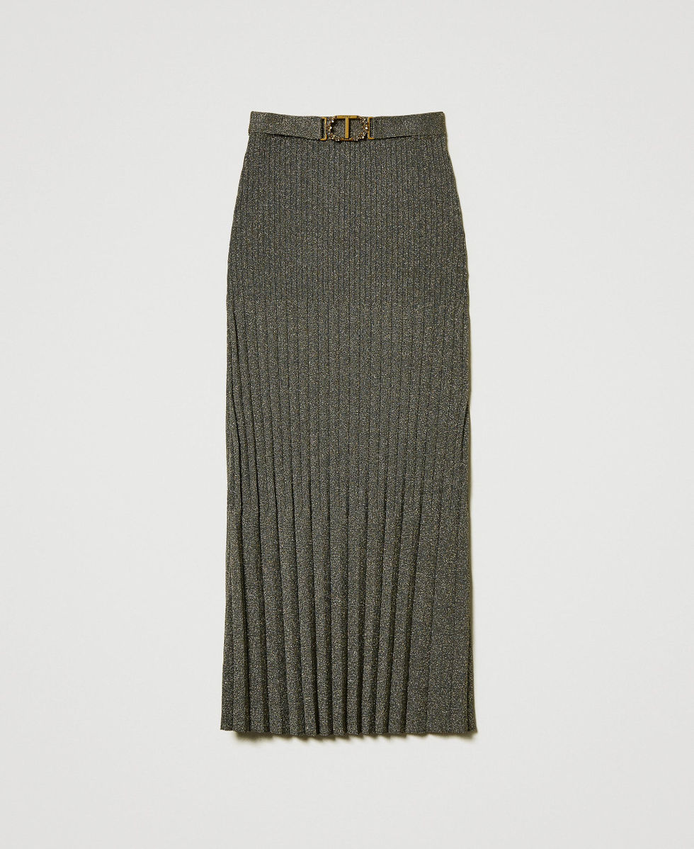 Metallic midi knit skirt online