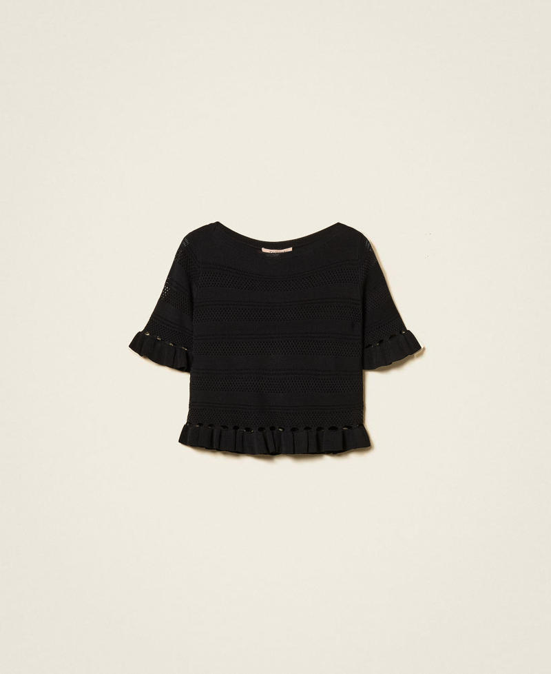 Jersey con volantes Negro Mujer 261TP3082_00006_S0